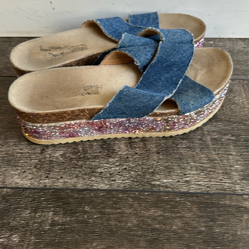 Steve Madden Denim Glitter Sandals